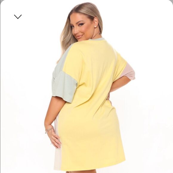 NWT Fashion Nova Limited Edition Colorblock Tee Dress - Sage - XL - Picture 4 of 15